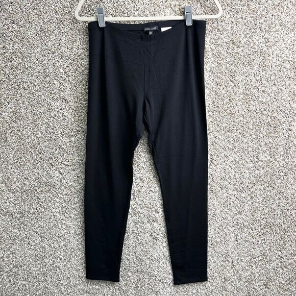 Eileen Fisher Leggings Women's Medium Black Lightweight Knit Pull-On - Picture 1 of 5